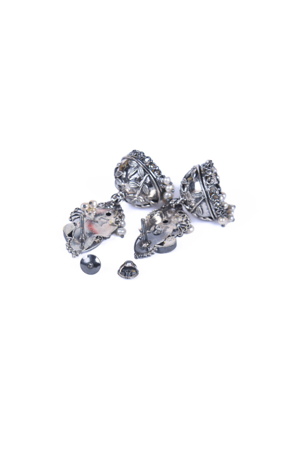 Caitri Jhumka - 925 silver oxidized - Earrings