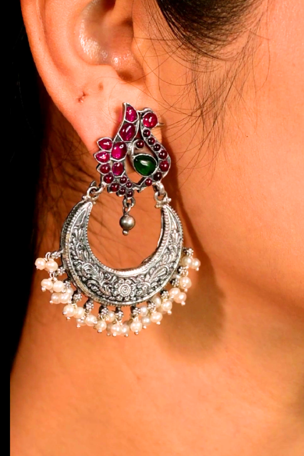 Isti Chandbali Earring-925 oxidized silver