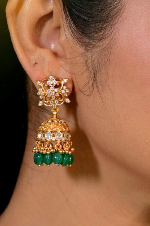 Prisha jhumka-925 silver gold polish