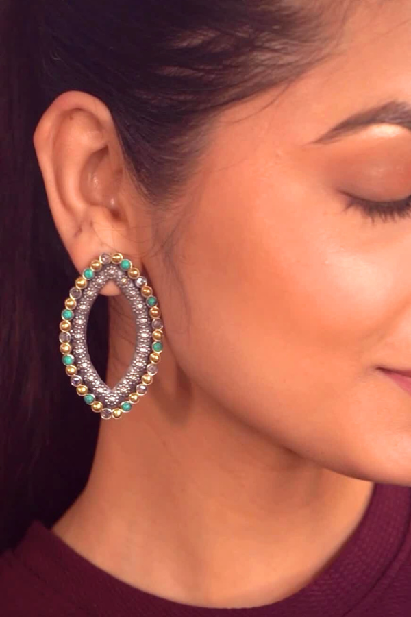 colorful hoop earring.