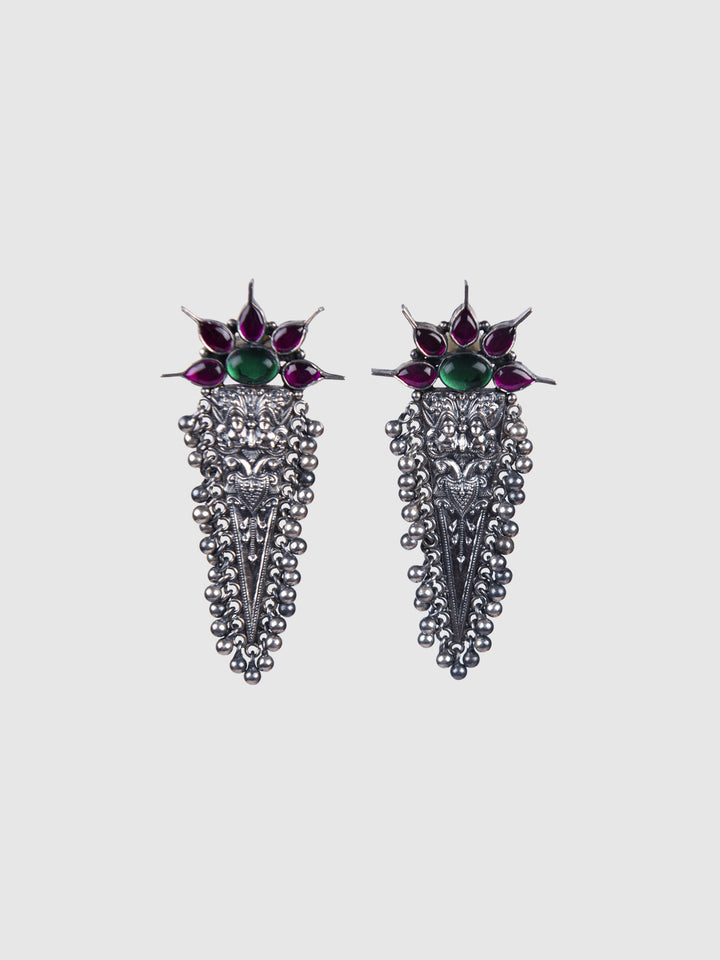 Anuka Earring-925 silver oxidized-Temple jewelry