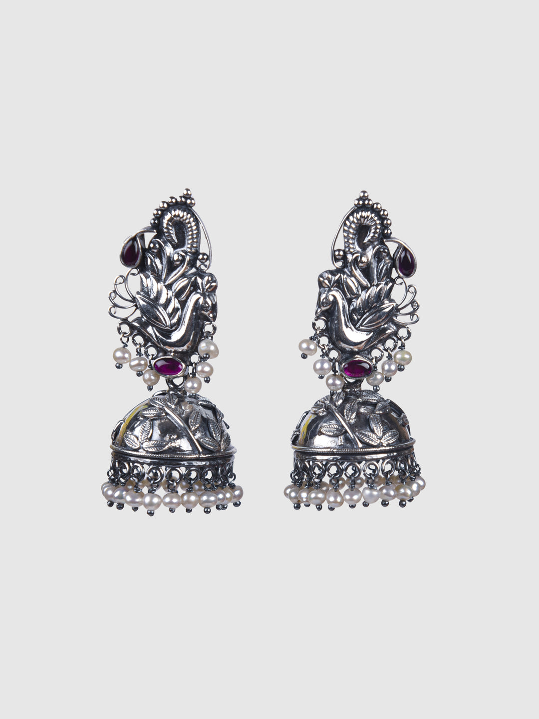 Caitri Jhumka - 925 silver oxidized - Earrings