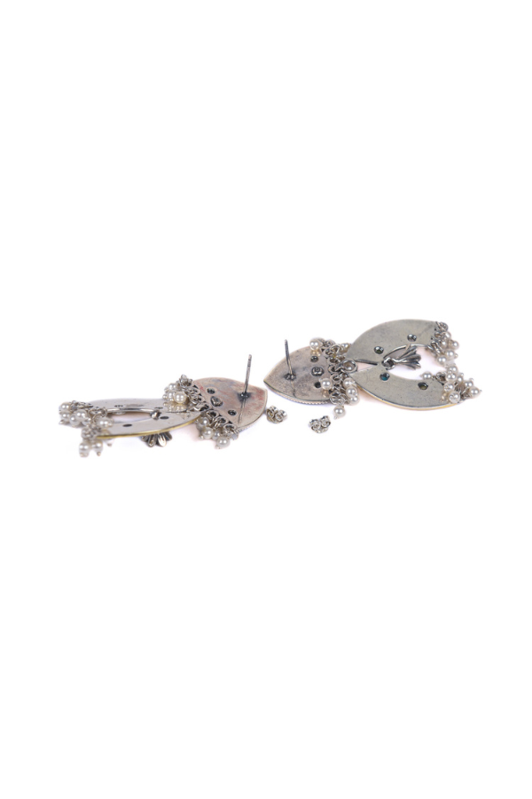 Shri 925 silver contemporary dual-tone earring