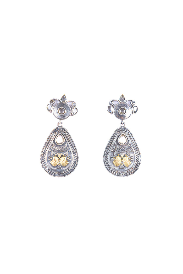Shalika 925 silver contemporary dual-tone Earrings