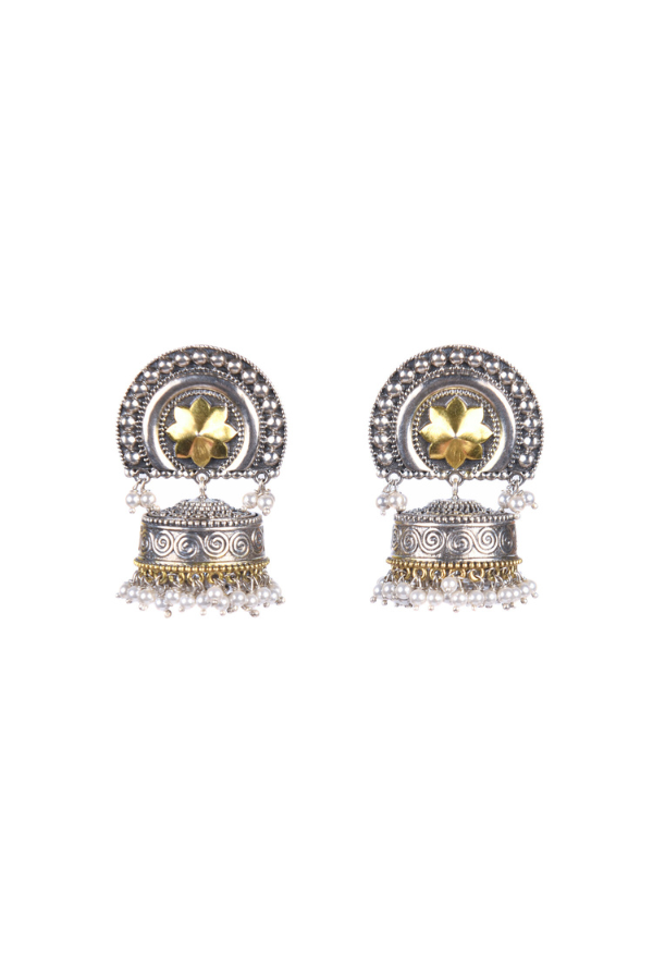 Nishka 925 silver contemporary dual-tone Jhumka