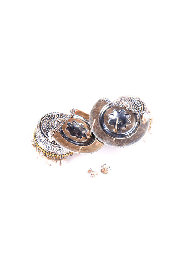 Nishka 925 silver contemporary dual-tone Jhumka