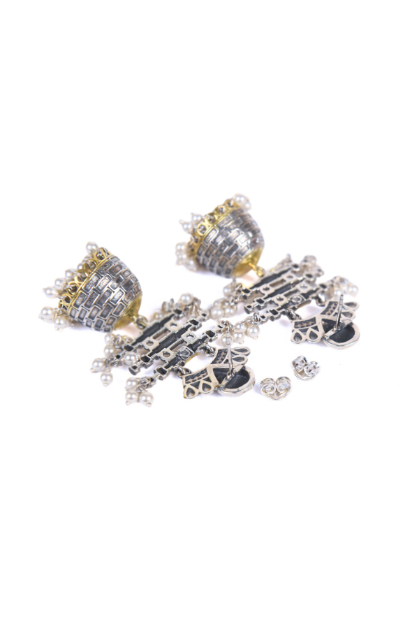 Latika contemporary dual-tone 925 silver jhumka