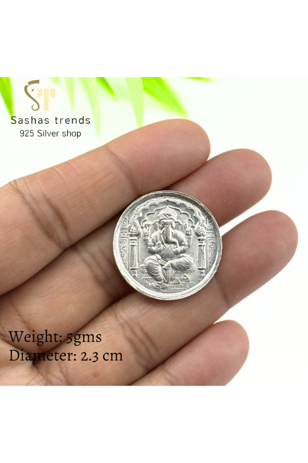 999 Pure silver 5 Gram Ganesh Coin-Silver coin-Return gifts