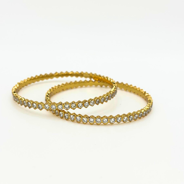 925 silver gold plated - White stone bangle