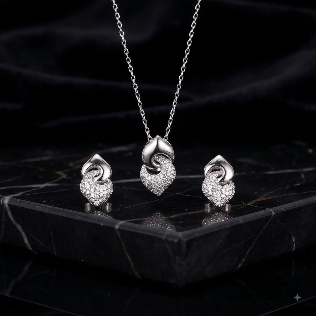 Interlocked Hearts Silver Necklace