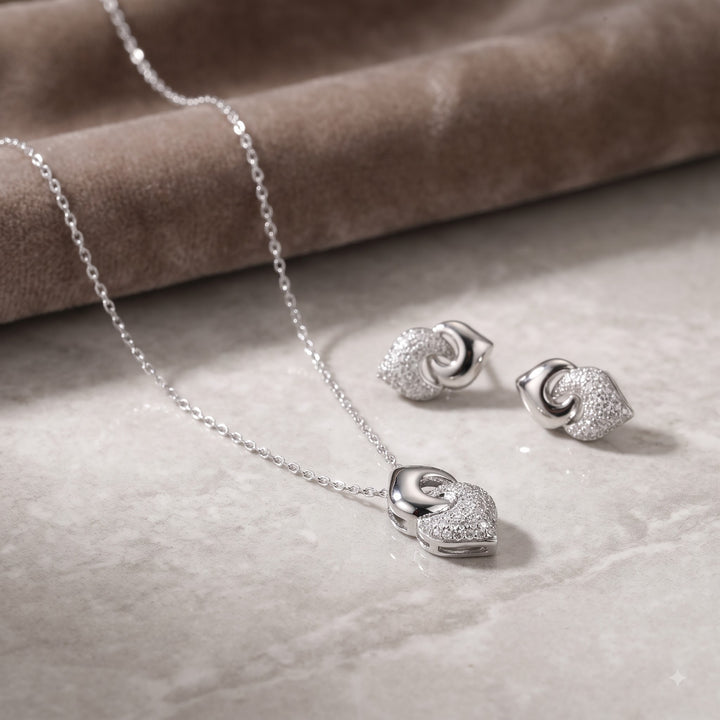 Interlocked Hearts Silver Necklace