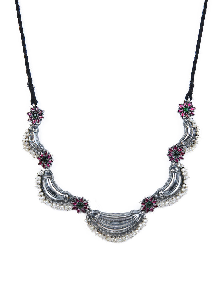 Aaliya Necklace - 925 oxidized silver