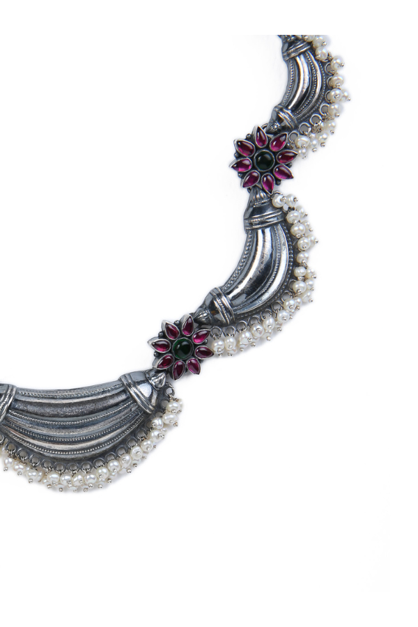 Aaliya Necklace - 925 oxidized silver