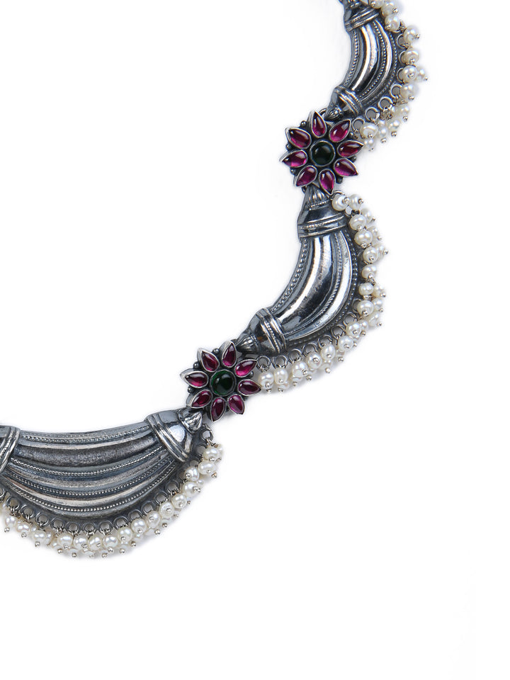 Aaliya Necklace - 925 oxidized silver