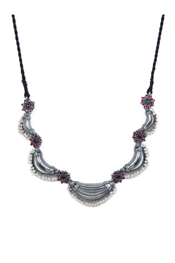 Aaliya Necklace - 925 oxidized silver