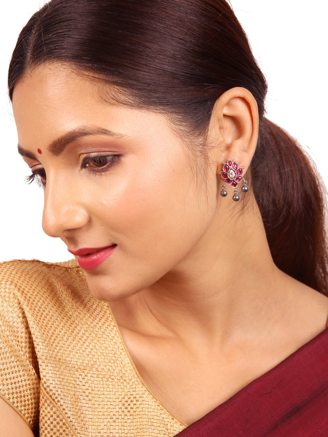 Aarti Stud - 925 silver oxidized - Earrings