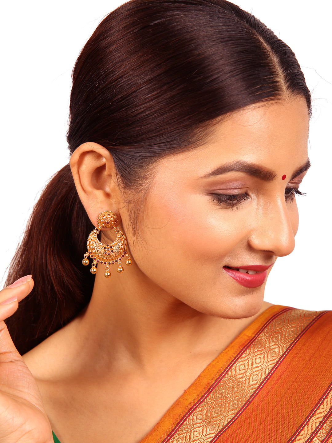 Aarushi Chaandbali Earring - 925 silver gold polish