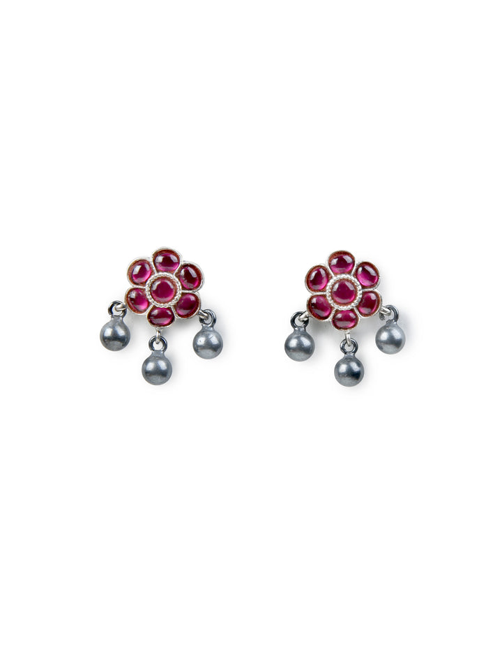 Adhya Stud - 925 silver oxidized - Earrings