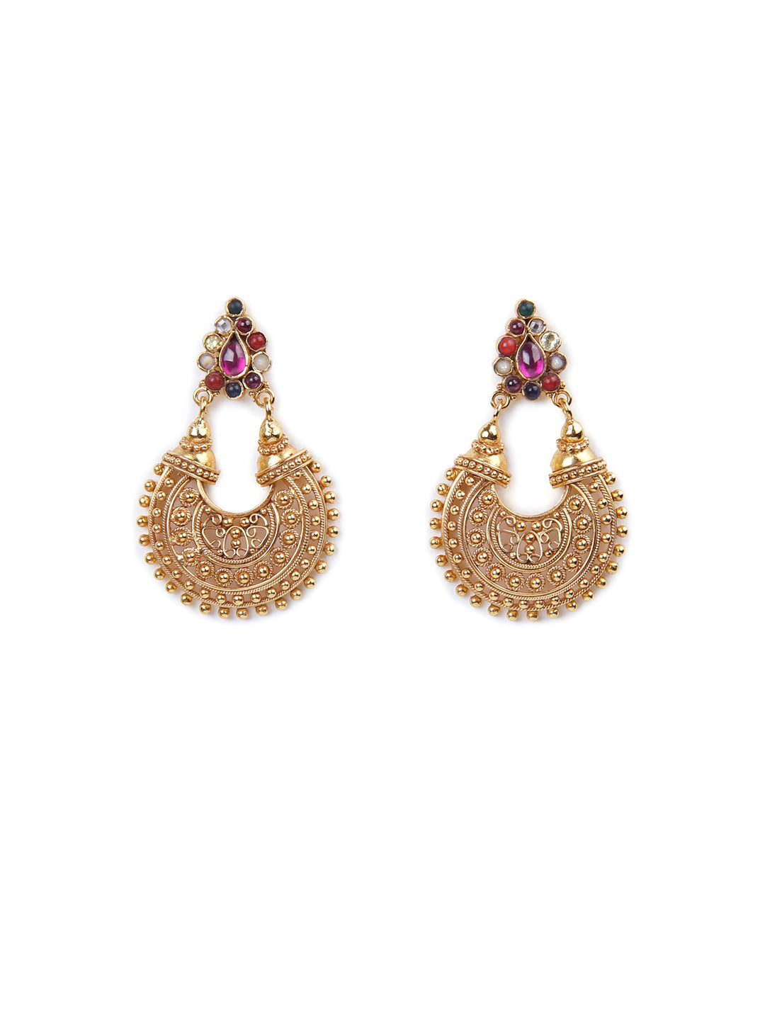 Advita Navarathna Chaandbali Earring - 925 silver gold polish