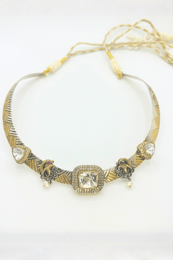 Aishani choker - 925 silver dual-tone