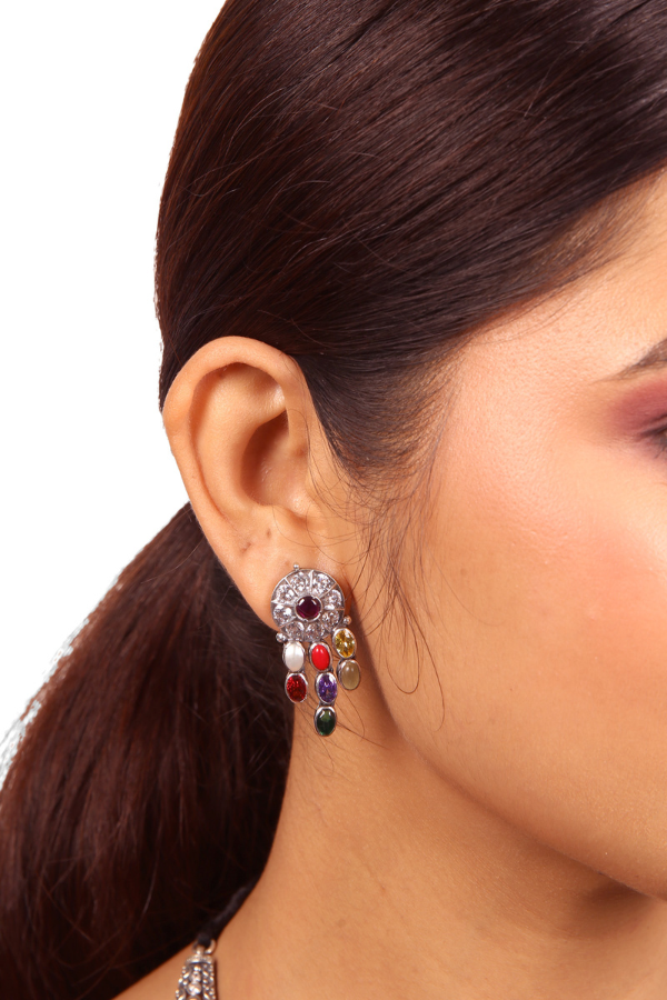 Ajitha Navarathna Necklace - 925 oxidized silver