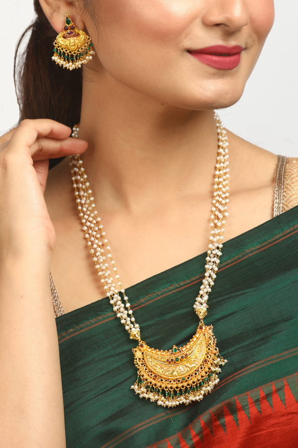 Ananta Pearl Necklace - 925 silver gold polish