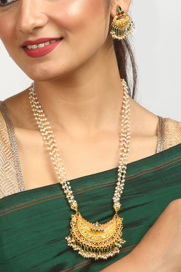 Ananta Pearl Necklace - 925 silver gold polish