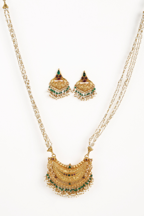 Ananta Pearl Necklace - 925 silver gold polish
