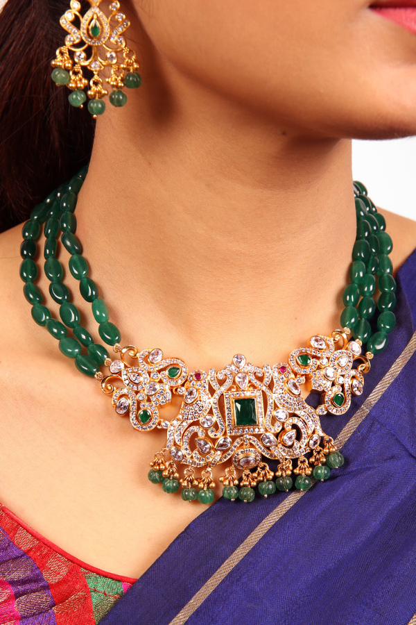 Anjali Beads Necklace - 925 silver gold polish