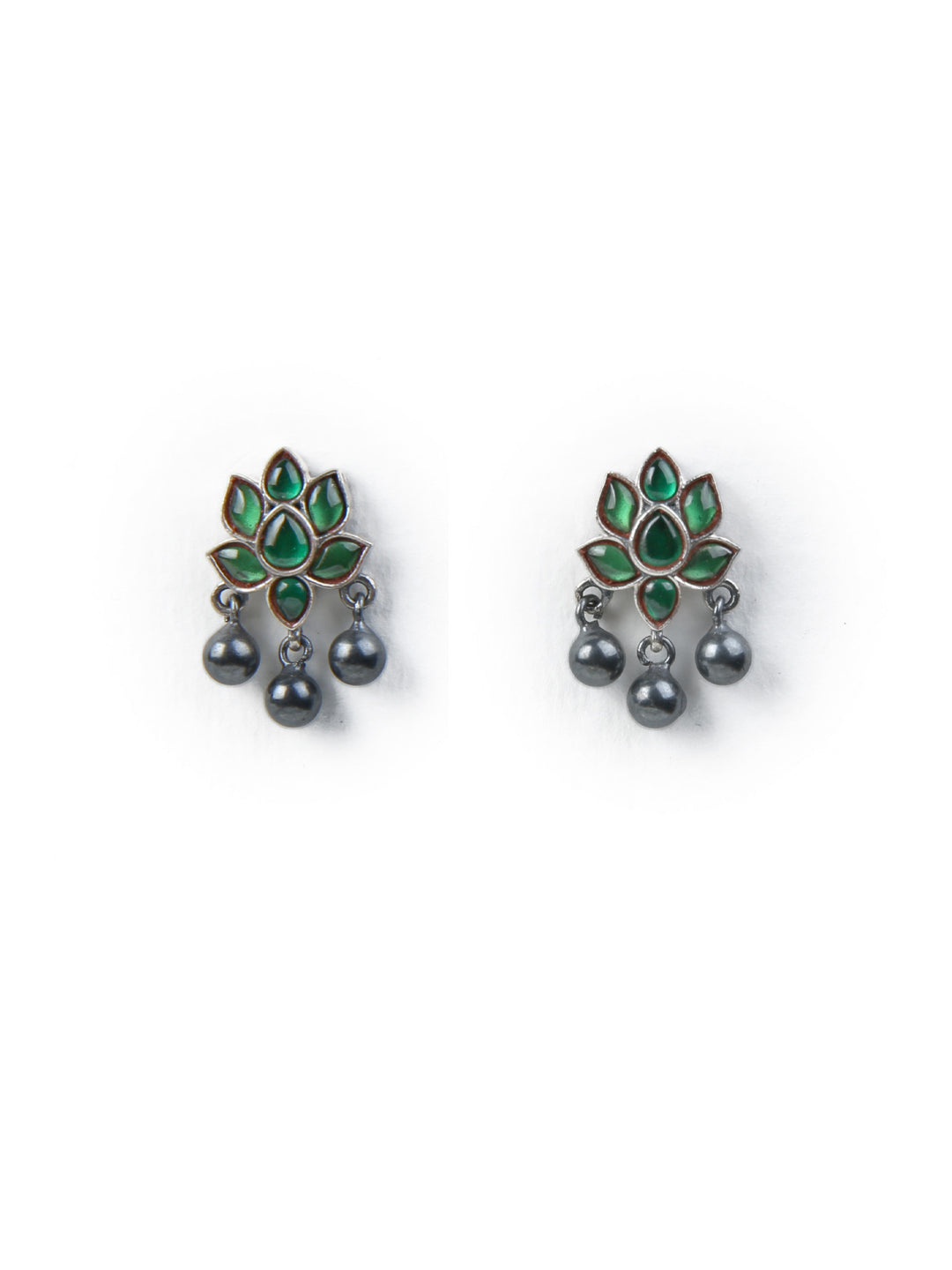Ankitha Stud - 925 silver oxidized - Earrings