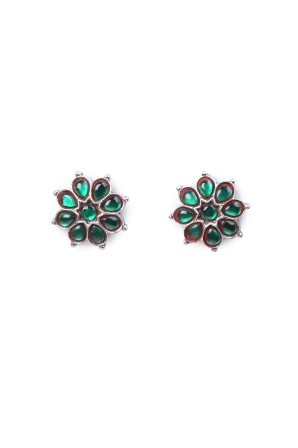 Pair of emerald green gemstone earrings