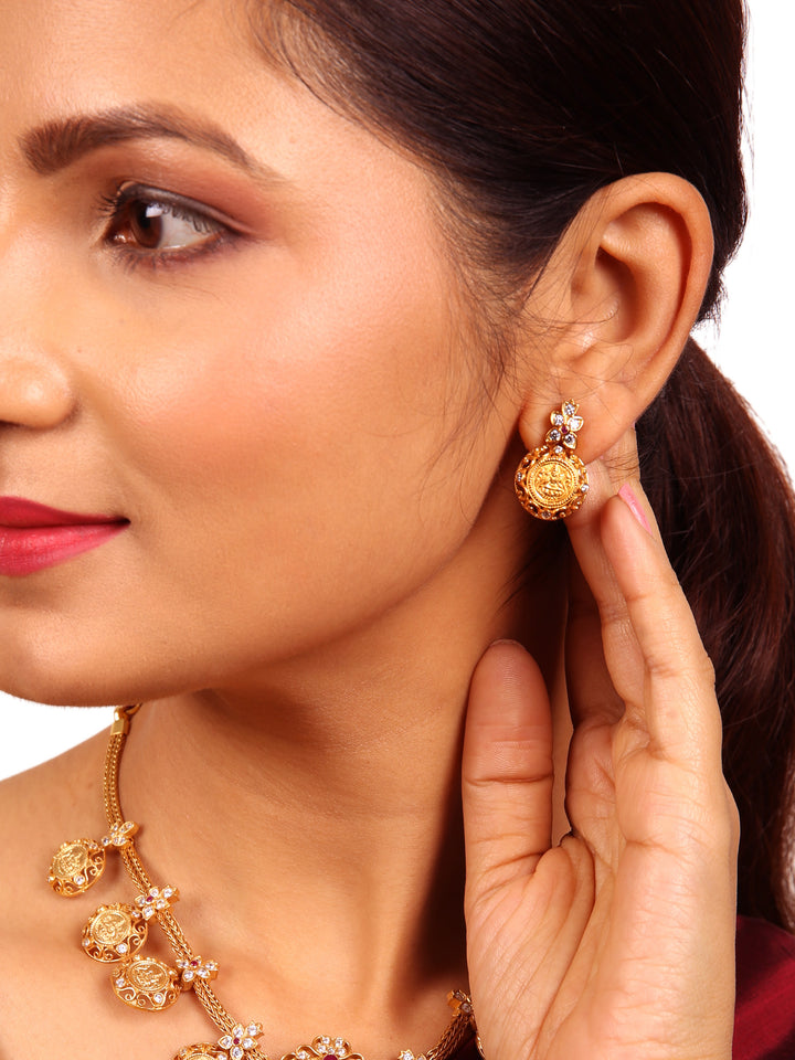 Anusuya Lakshmi Coin Necklace - 925 silver gold polish