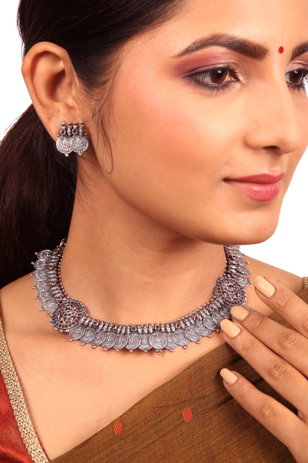 Anvi Necklace - 925 oxidized silver
