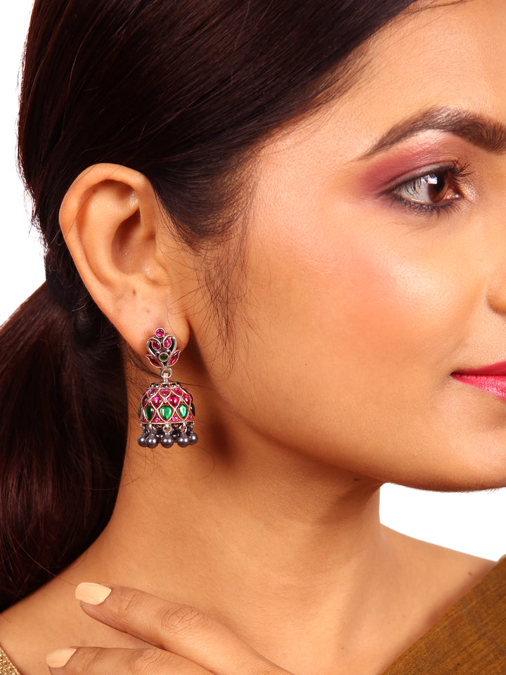 Ashay Jhumka - 925 silver oxidized - Earrings