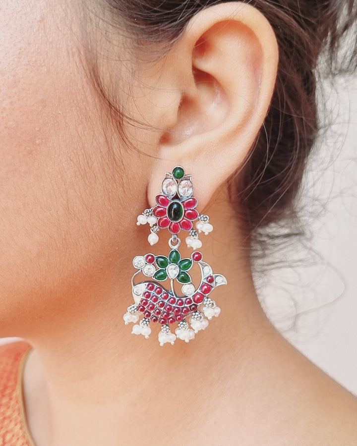Sterling silver Earring, Unique collections, 925 Silver jewelry, Festival, wedding jewelry, Navarathri, Christmas, Gifts