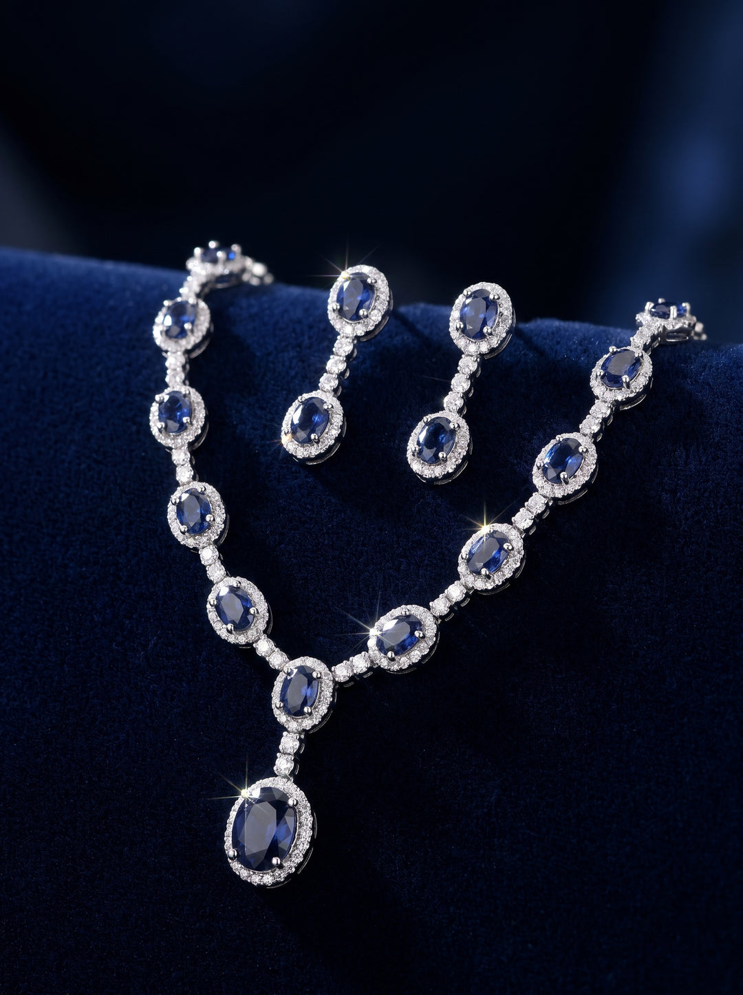 Blue stone silver necklace