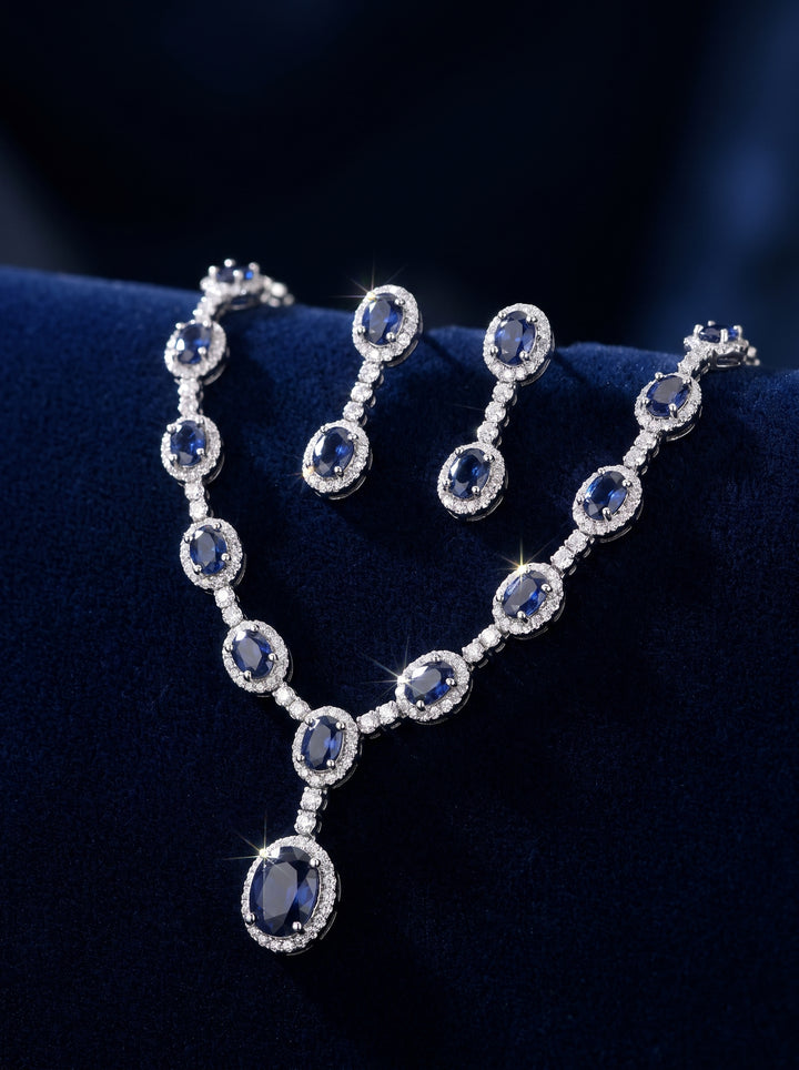 Blue stone silver necklace