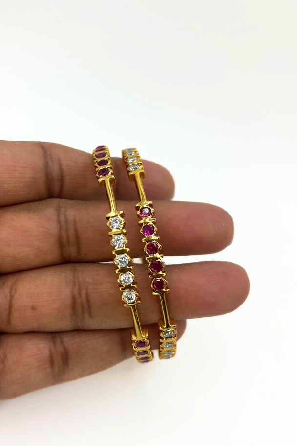 925 silver gold plated - Lightweight Bangle 2.5 size