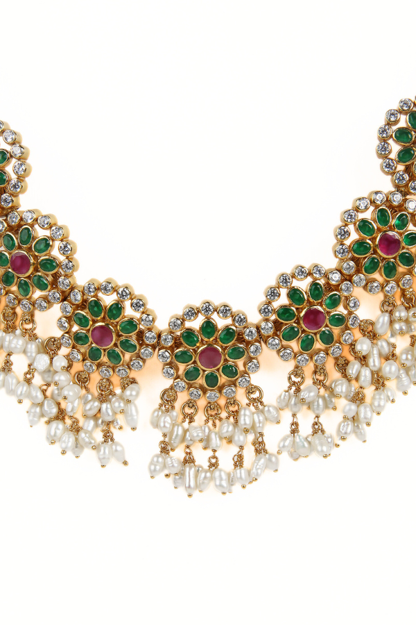 Bhargavi Necklace - 925 silver gold polish