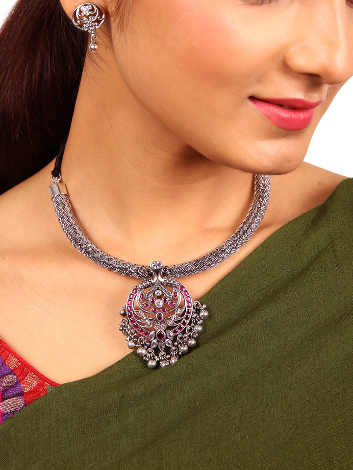 Brinda Necklace - 925 oxidized silver