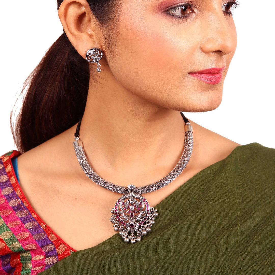 Brinda Necklace - 925 oxidized silver