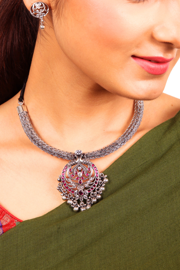 Brinda Necklace - 925 oxidized silver