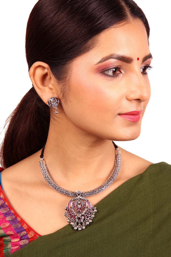 Brinda Necklace - 925 oxidized silver