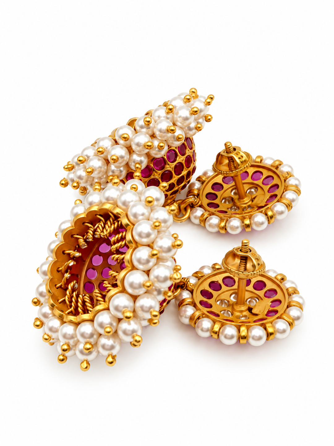 Bharatanatyam Sun Jhumka - 925 Silver (24 ct gold polished)