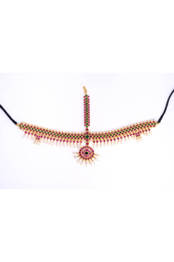 Bharatanatyam Nethichutti- 925 silver Head ornament (24 ct gold polish)