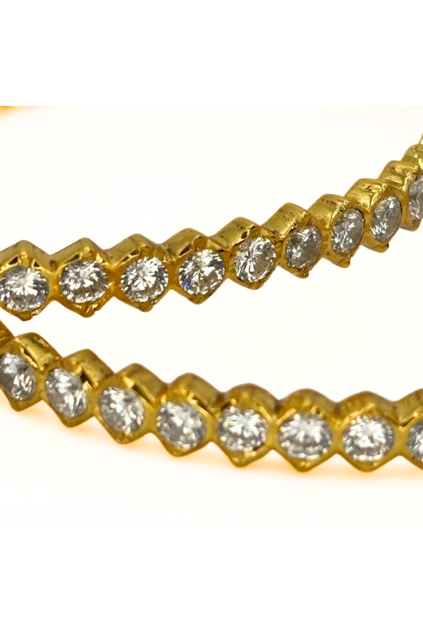 925 silver gold plated - White stone bangle 2.5 size