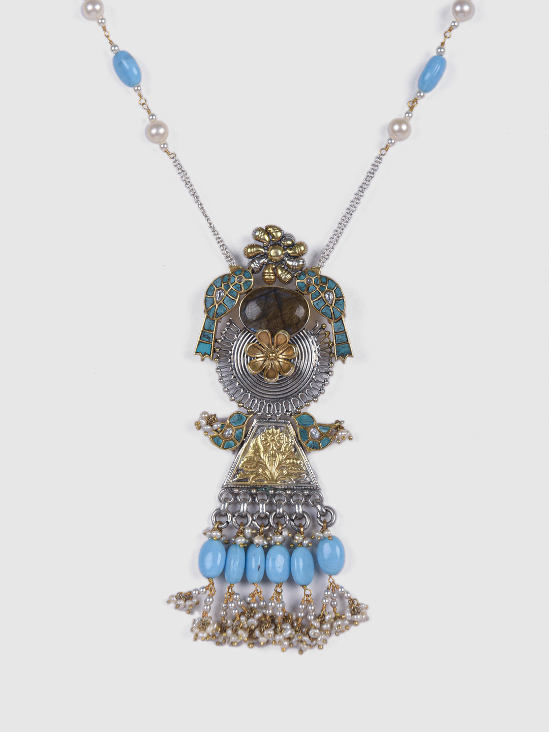 Malini contemporary 925 silver dual-tone Necklace set