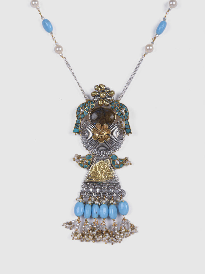 Malini contemporary 925 silver dual-tone Necklace set