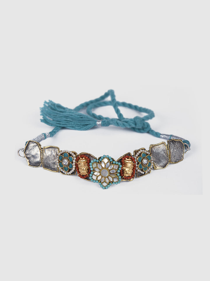 Keya contemporary 925 silver dual-tone Choker set