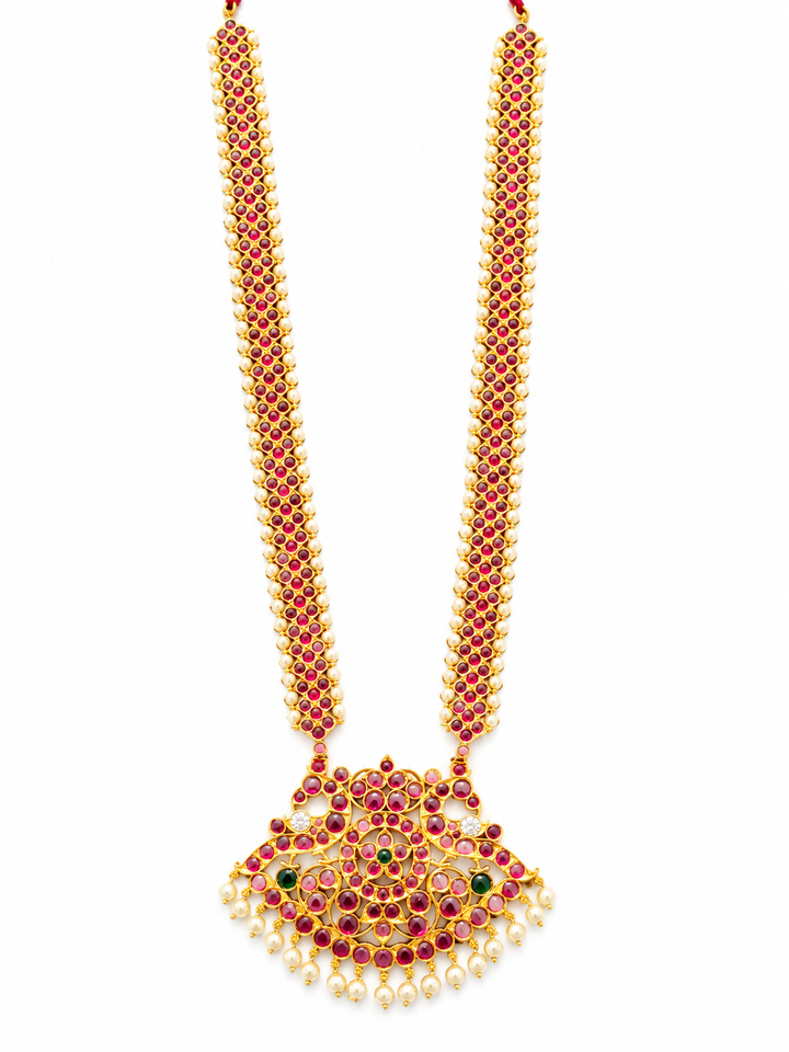 Pearl Haram - 925 Silver 24 carat gold polished - Bharatanatyam Necklace